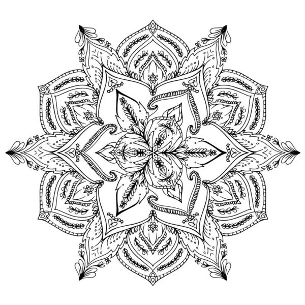 Mandala Patrón Circular Hoja Flor Pétalo Vector Illustration Lotus Flor — Vector de stock