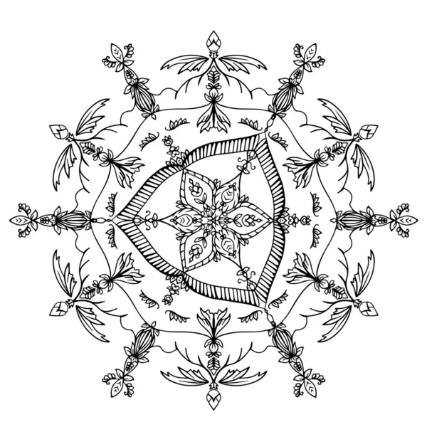 Mandala Kruhový Vzor List Okvětní Lístek Vektorové Ilustrace Lotus Květ — Stockový vektor