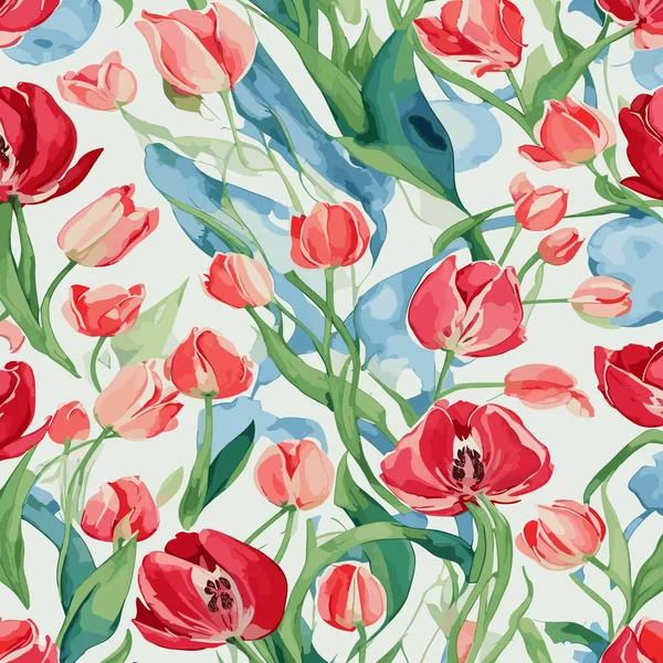 Aquarelle Vintage Fleur Modèle Mignon Illustration Sans Couture Vue Fond — Image vectorielle