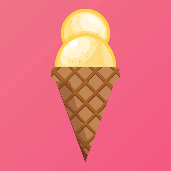 Vektorové Ilustrace Lahodné Barevné Zmrzlina Vafle Con Icecream Vanilka Nabírá — Stockový vektor