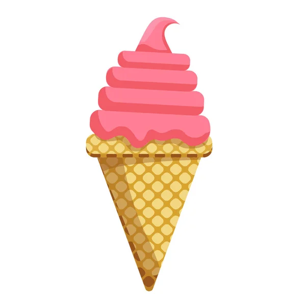 Vector Illustration Delicious Colorful Ice Cream Waffle Cone Ice Cream — Stock Vector