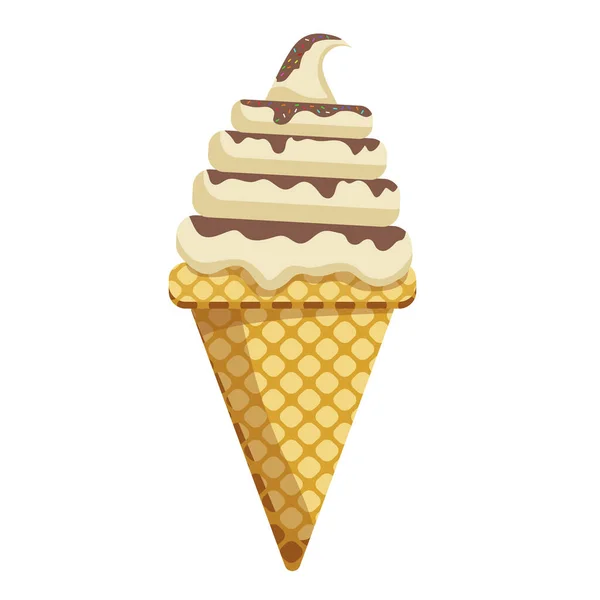 おいしいカラフルなアイスクリームワッフルコーンのベクトルイラスト アイスクリームオレンジレモンストロベリースコップワッフルコーン 白を背景に ポスター Tシャツのアイデア ベクトルアイコンアイスクリームコーン — ストックベクタ