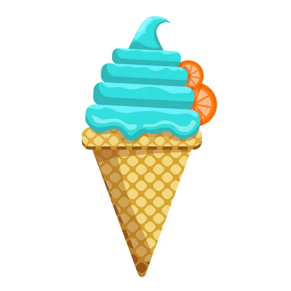 Εικονογράφηση Διάνυσμα Νόστιμα Πολύχρωμα Παγωτό Βάφλα Κώνου Παγωτό Πορτοκάλι Λεμόνι — Διανυσματικό Αρχείο