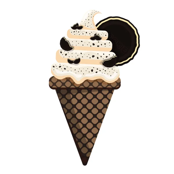 Ilustração Vetor Delicioso Cone Waffle Sorvete Colorido Icecream Biscoito Creme — Vetor de Stock