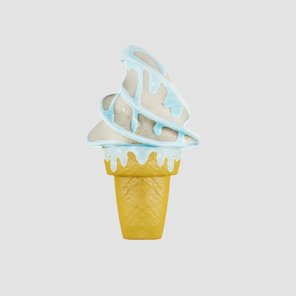 Мороженое Вафельном Конусе Восхитительно Высокодетализированный Рендеринг Иллюстрацией Макета Переднего Вида — стоковое фото
