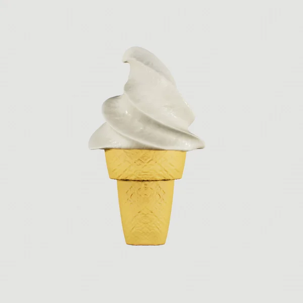 Waffle Külahında Dondurma Çok Lezzetlidir Son Derece Detaylı Resimleme Görünümü — Stok fotoğraf
