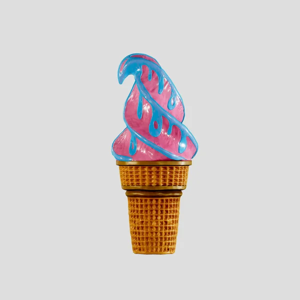 Ice Cream Waffle Cone Delicious Highly Detailed Rendering Illustration Mock — Stock Photo, Image