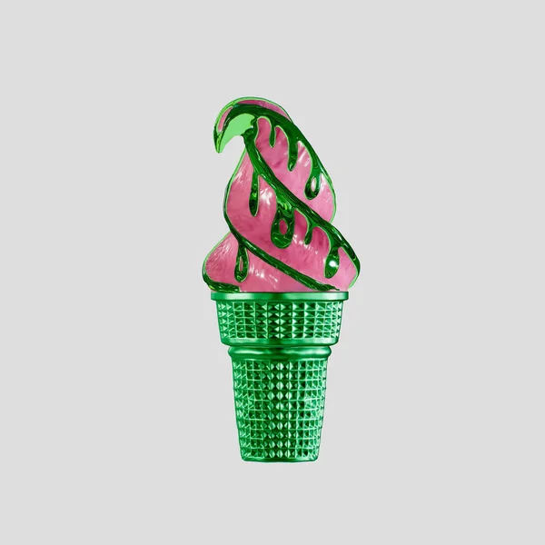 아이스크림은 맛있어요 렌더링 일러스트 Mock Front View 배경에 고립되어 — 스톡 사진
