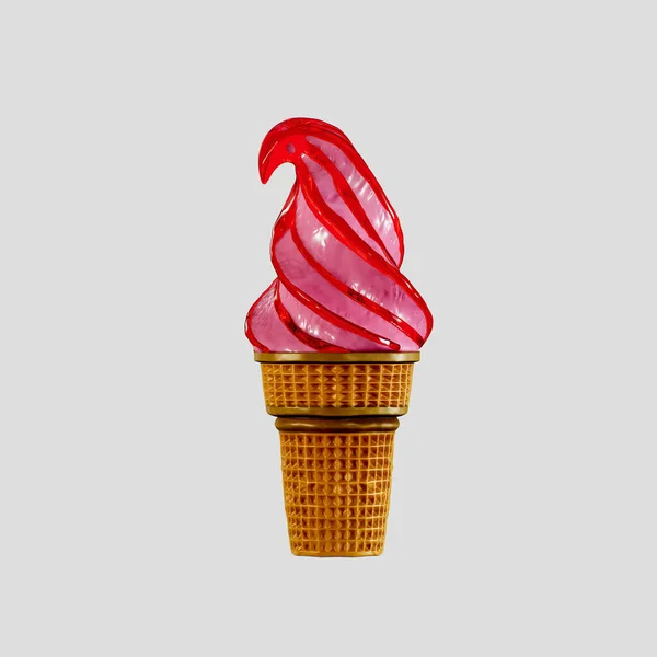 아이스크림은 맛있어요 렌더링 일러스트 Mock Front View 배경에 고립되어 — 스톡 사진