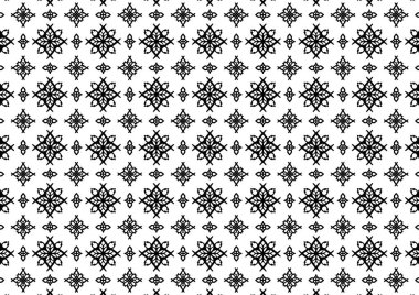 Desen Çiçek ve Geometrik elementler. Kusursuz Çiçeksiz Etnik Şablon. Arap Kızılderili Motifleri Soyut Çiçek Süsleme Çizgisi. Vektör Duvar Kağıdı Kumaş Kağıt Siyah ve Beyaz Grafik Tasarımı