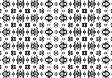 Desen Çiçek ve Geometrik elementler. Kusursuz Çiçeksiz Etnik Şablon. Arap Kızılderili Motifleri Soyut Çiçek Süsleme Çizgisi. Vektör Duvar Kağıdı Kumaş Kağıt Siyah ve Beyaz Grafik Tasarımı