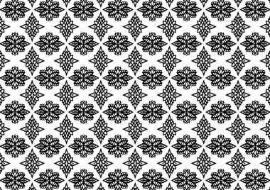 Desen Çiçek ve Geometrik elementler. Kusursuz Çiçeksiz Etnik Şablon. Arap Kızılderili Motifleri Soyut Çiçek Süsleme Çizgisi. Vektör Duvar Kağıdı Kumaş Kağıt Siyah ve Beyaz Grafik Tasarımı