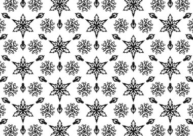 Desen Çiçek ve Geometrik elementler. Kusursuz Çiçeksiz Etnik Şablon. Arap Kızılderili Motifleri Soyut Çiçek Süsleme Çizgisi. Vektör Duvar Kağıdı Kumaş Kağıt Siyah ve Beyaz Grafik Tasarımı