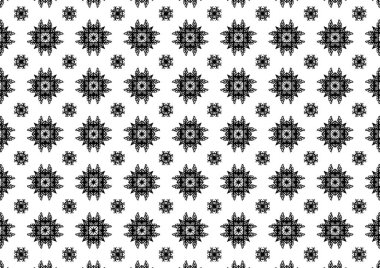 Desen Çiçek ve Geometrik elementler. Kusursuz Çiçeksiz Etnik Şablon. Arap Kızılderili Motifleri Soyut Çiçek Süsleme Çizgisi. Vektör Duvar Kağıdı Kumaş Kağıt Siyah ve Beyaz Grafik Tasarımı