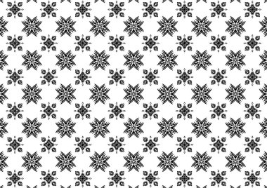 Desen Çiçek ve Geometrik elementler. Kusursuz Çiçeksiz Etnik Şablon. Arap Kızılderili Motifleri Soyut Çiçek Süsleme Çizgisi. Vektör Duvar Kağıdı Kumaş Kağıt Siyah ve Beyaz Grafik Tasarımı