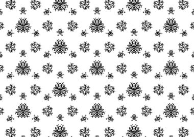 Desen Çiçek ve Geometrik elementler. Kusursuz Çiçeksiz Etnik Şablon. Arap Kızılderili Motifleri Soyut Çiçek Süsleme Çizgisi. Vektör Duvar Kağıdı Kumaş Kağıt Siyah ve Beyaz Grafik Tasarımı