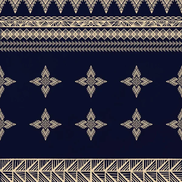 民族复古东方几何风格无缝图案 摘要传统民俗文化 热带质地纺织品背景 手绘摘要 — 图库照片