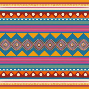 Etnik vintage retro-oryantal geometrik stil dikişsiz desen. Soyut geleneksel halk. Ikat tropikal doku tekstil arka planı. Soyut el çizimi.