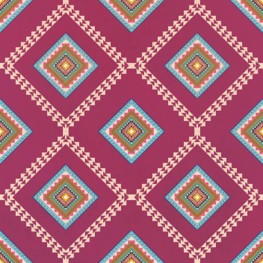 Etnik vintage retro-oryantal geometrik stil dikişsiz desen. Soyut geleneksel halk. Ikat tropikal doku tekstil arka planı. Soyut el çizimi.