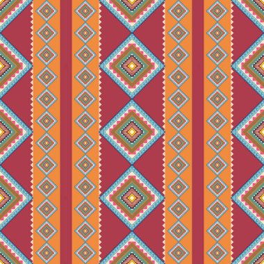 Etnik vintage retro-oryantal geometrik stil dikişsiz desen. Soyut geleneksel halk. Ikat tropikal doku tekstil arka planı. Soyut el çizimi.