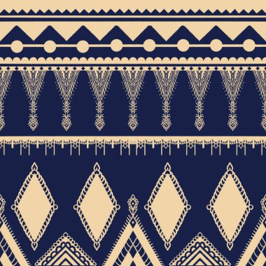 Etnik vintage retro-oryantal geometrik stil dikişsiz desen. Soyut geleneksel halk. Ikat tropikal doku tekstil arka planı. Soyut el çizimi.