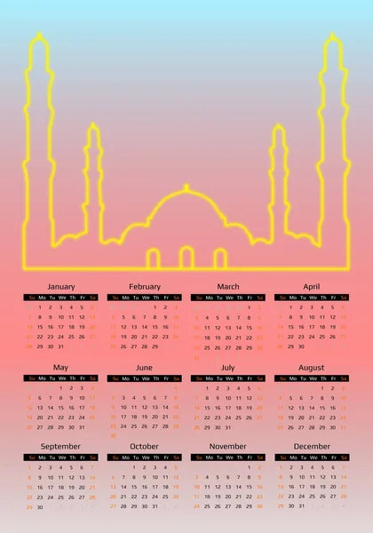 Kalender Voor 2024 Gouden Moskee — Stockfoto