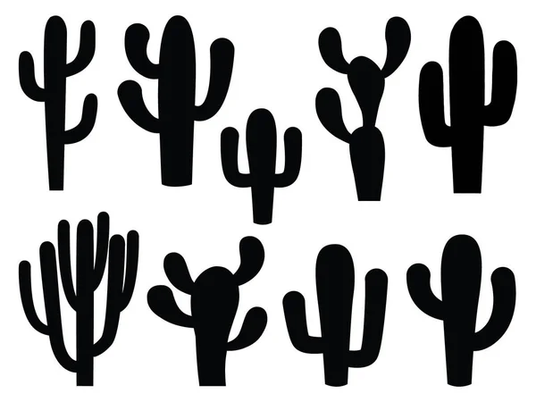 Cactus Σιλουέτα Διάνυσμα Τέχνης Λευκό Φόντο — Διανυσματικό Αρχείο