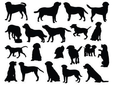 Set of Labrador dog silhouette vector art clipart