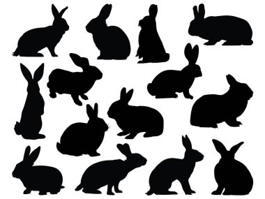 Tavşan Siluet vektör sanatı kümesi