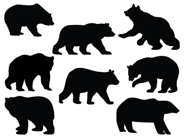 Conjunto Arte Vetorial Silhueta Urso Polar — Vetor de Stock