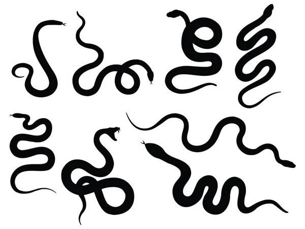 Ensemble Art Vectoriel Silhouette Serpent — Image vectorielle