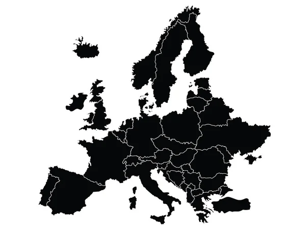 Θεματοποιημένη Ευρώπη Χάρτη Silhouette Διανυσματική Τέχνη — Διανυσματικό Αρχείο
