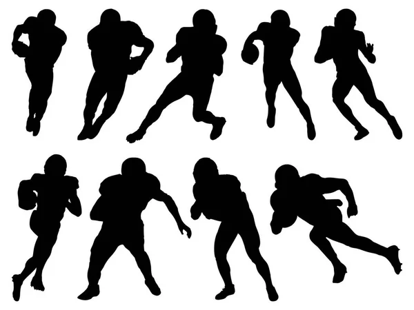 Ensemble Art Vectoriel Silhouette Joueur Football Américain — Image vectorielle