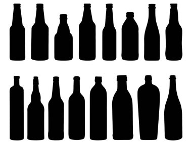Cam şişeler siluet vektör sanat seti