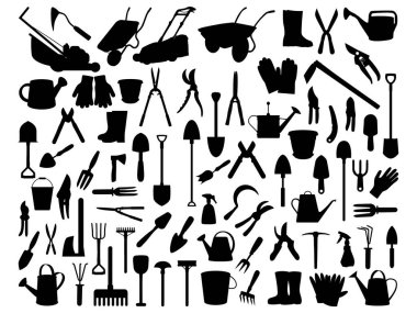 Bahçıvanlık Araçları Siluet Vektör Sanatı