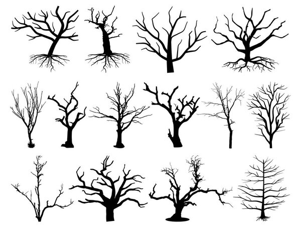 Set of Dead Trees silhouette vector art