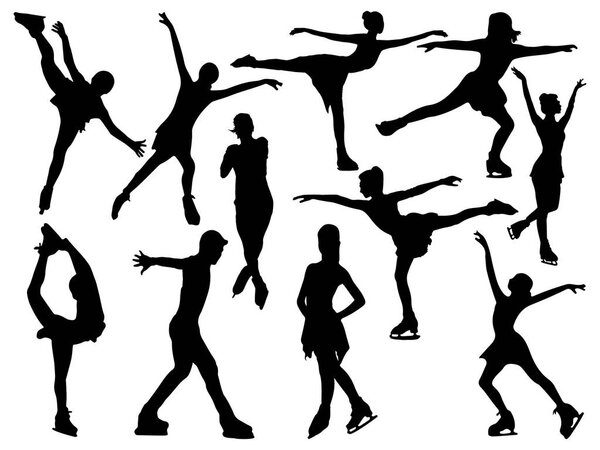 Set of Figure Skating silhouette vector art