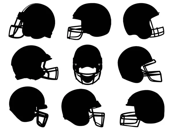Set Von Fußball Helm Silhouette Vektor Art — Stockvektor