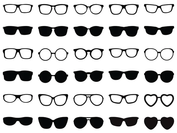 Set Occhiali Silhouette Vettoriale Arte — Vettoriale Stock