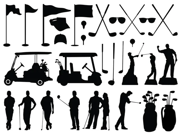 Ensemble Art Vectoriel Faisceau Silhouette Golf — Image vectorielle