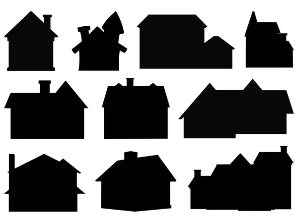 Set House Icons Silhouette Vector Art — Stock Vector
