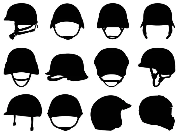 Σύνολο Military Helmet Silhouette Διανυσματική Τέχνη — Διανυσματικό Αρχείο