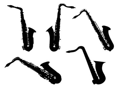 Saksafon siluet vektör sanatı seti