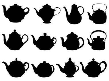 Teapot siluet vektör sanatı kümesi