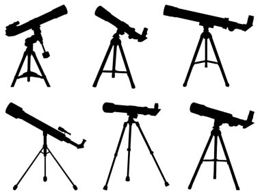 Teleskop siluet vektör sanatı kümesi