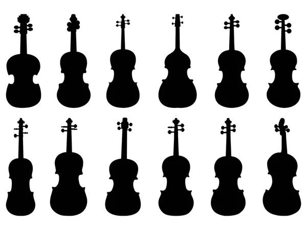 Conjunto Silhueta Violino Arte Vetorial — Vetor de Stock