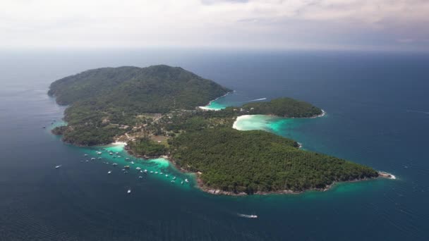 Luchtfoto Koh Racha Yai Raya Island Phuket Zacht Wit Zand — Stockvideo