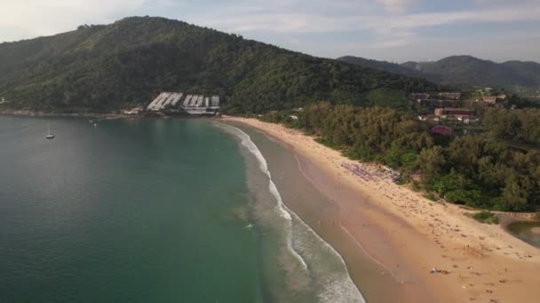 Nagranie Lotu Ptaka Wideo Plaży Nai Harn Rawai Phuket Białe — Wideo stockowe