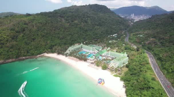 Aerial Drone Video Karon Noi Beach Karon Phuket Tajlandia Wyposażony — Wideo stockowe