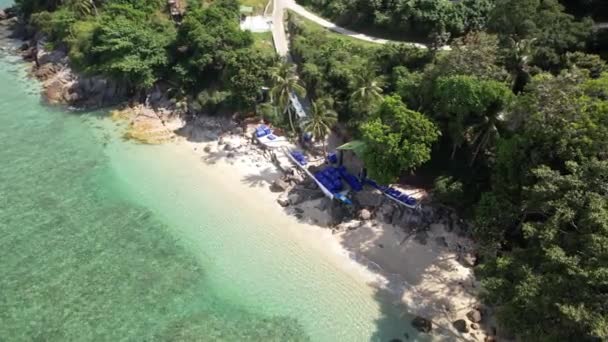 Aerial Drone Footage Mee Sook Beach Phuket Thailand Feed White — стоковое видео